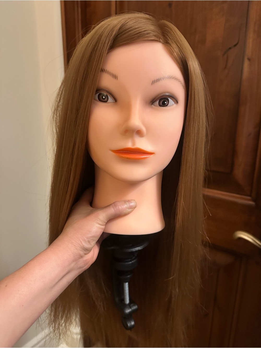 Training Mannequin Head with Long Light Brown Hair
